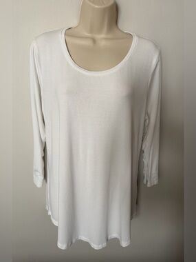 JM Collection White Scoop Neck Mid Sleeve Tunic